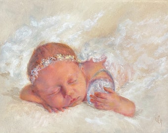 Custom Baby Portraits in Oil, Get your Custom order painting from your photos. Original Artworks by a U.S Artist Catherine Trezek.