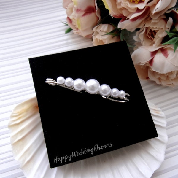 Pearl Wedding train pin, Bridal dress train clip, Pearl train brooch, Bridal gown back train brooch AT0002