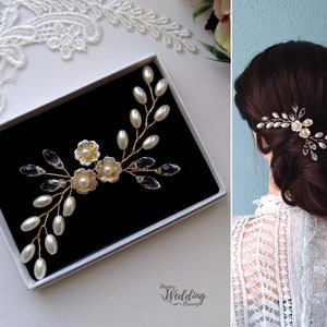 3pcs Pince à Cheveux Bijoux Épingle Perles Floral Décoration Chignon 