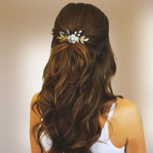 Boho bridal hair comb Gold leaves wedding hair comb Floral Bridal hair piece Wedding headpiece PG0003