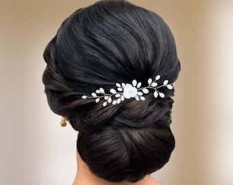 Bijou de cheveux floral en porcelaine froide pour coiffure de mariage, Vigne de cheveux antique blanche mariée romantique BJ0016