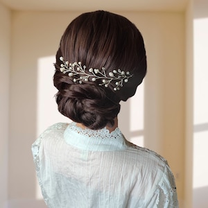 Couronne De Mariée Perles Et Strass - Bandeau Vigne Argenté - Accessoire Cheveux Pour Mariée Et Demoiselle D'honneur