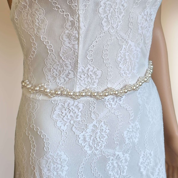 Fine ceinture en perles pour robe de mariée ou demoiselle d'honneur, Ceinture nuptiale élégante CEN0002