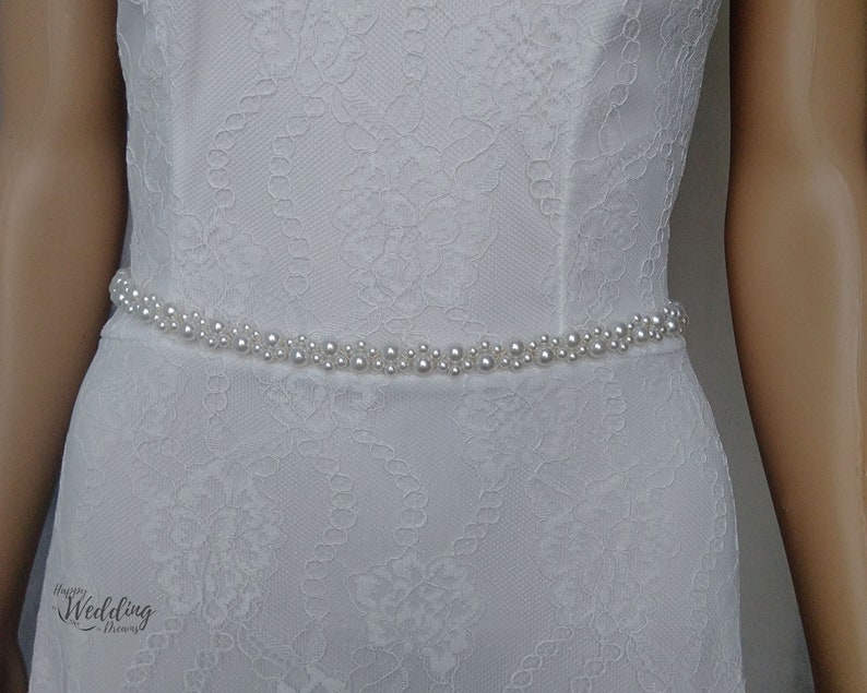 Thin Pearl Bridal Belt Wedding Dress Belt Romantic Bridal Etsy