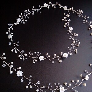 Bohemian wedding hair vine Pearl bridal hair vine Beach wedding headband Pearl bridal hair piece V0029 image 5