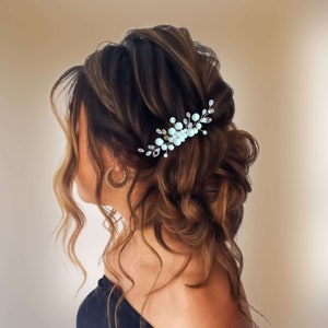 Wedding hair comb with peals and crystals, Pearl bridal hair comb, Classic wedding hair piece PG0014