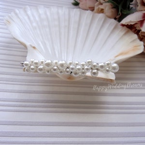 Pearl Wedding train pin, Bridal dress train clip, Pearl train brooch, Bridal gown back train brooch AT0003 image 5