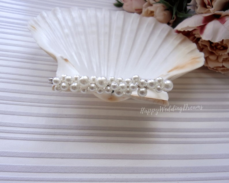 Pearl Wedding train pin, Bridal dress train clip, Pearl train brooch, Bridal gown back train brooch AT0003 image 5