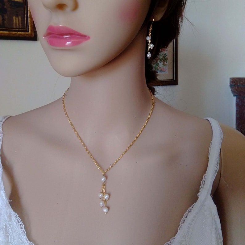 Pearl Wedding jewelry Bridal jewelry PAR0021-COL Pearl Bridal necklace Freshwater pearls wedding necklace