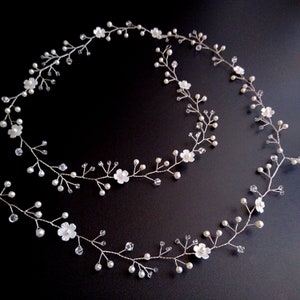 Bohemian wedding hair vine Pearl bridal hair vine Beach wedding headband Pearl bridal hair piece V0029 image 4