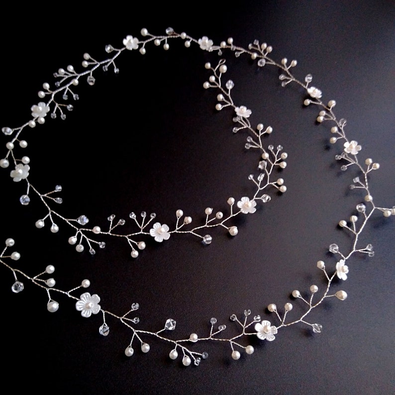 Bohemian wedding hair vine Pearl bridal hair vine Beach wedding headband Pearl bridal hair piece V0029 image 4