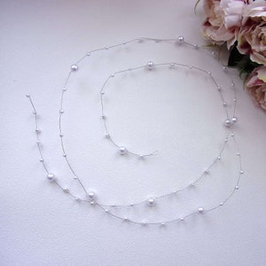 Bijou Vigne de cheveux minimaliste pour mariage Bandeau en perles pour mariée aux cheveux longs V0004 image 9