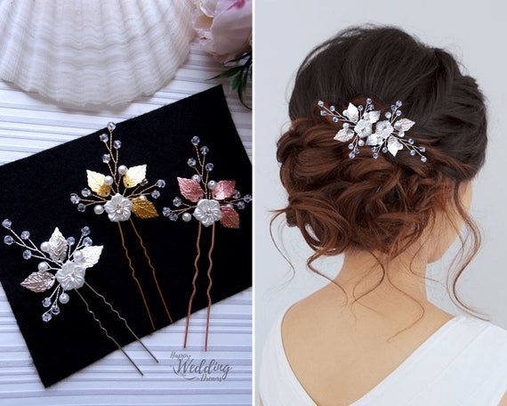 XL Haarnadeln Blume Strass Glas Perlen Hochzeit Braut Haarschmuck Kopfschmuck