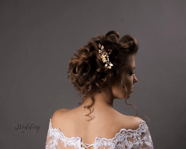 Accessoire Cheveux Fille Réglable Serre-tête Communion Gjinxi - Couronne Fleurs Perles Dorées - Réglable Pour Mariage Et Cérémonies Accessoire Cheveux Mariage Enfant