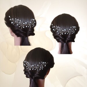Bandeau Mariée Flovel - Vigne Argentée Perles Strass, Accessoire Cheveux élégant Pour Femmes Et Filles