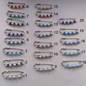 Wedding train pin, Bridal dress train clip, Pearl & multicolor crystal train brooch, Bridal gown back train brooch AT0001