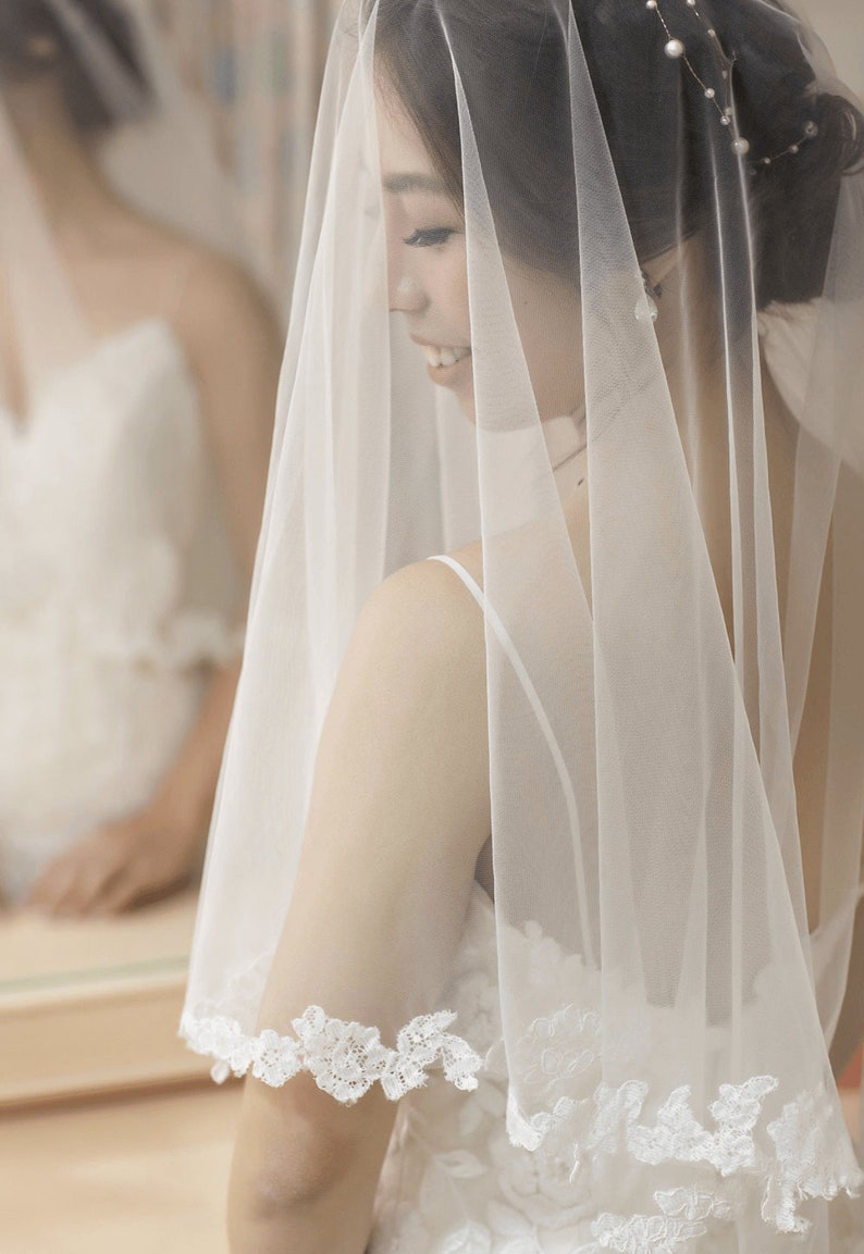 Bijou Vigne de cheveux minimaliste pour mariage Bandeau en perles pour mariée aux cheveux longs V0004 image 6