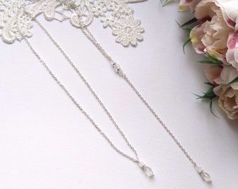 Collier robe de mariée dos nu avec cristal et strass, Collier de dos mariage, Collier à enfiler, Bijou de dos mariage COLD0006