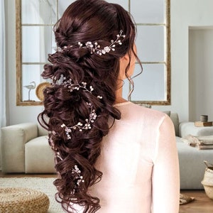 Bohemian wedding hair vine Pearl bridal hair vine Beach wedding headband Pearl bridal hair piece V0029 image 1