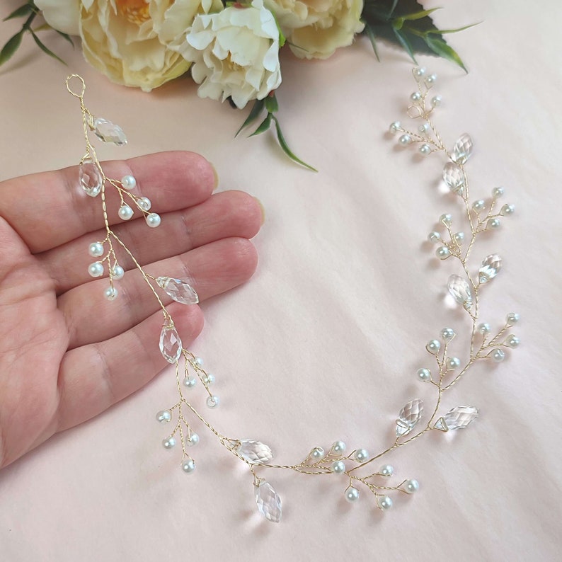 BAOGELA Bandeau de mariage en cristal 3 pièces avec perles de style vintage pour femmes, filles