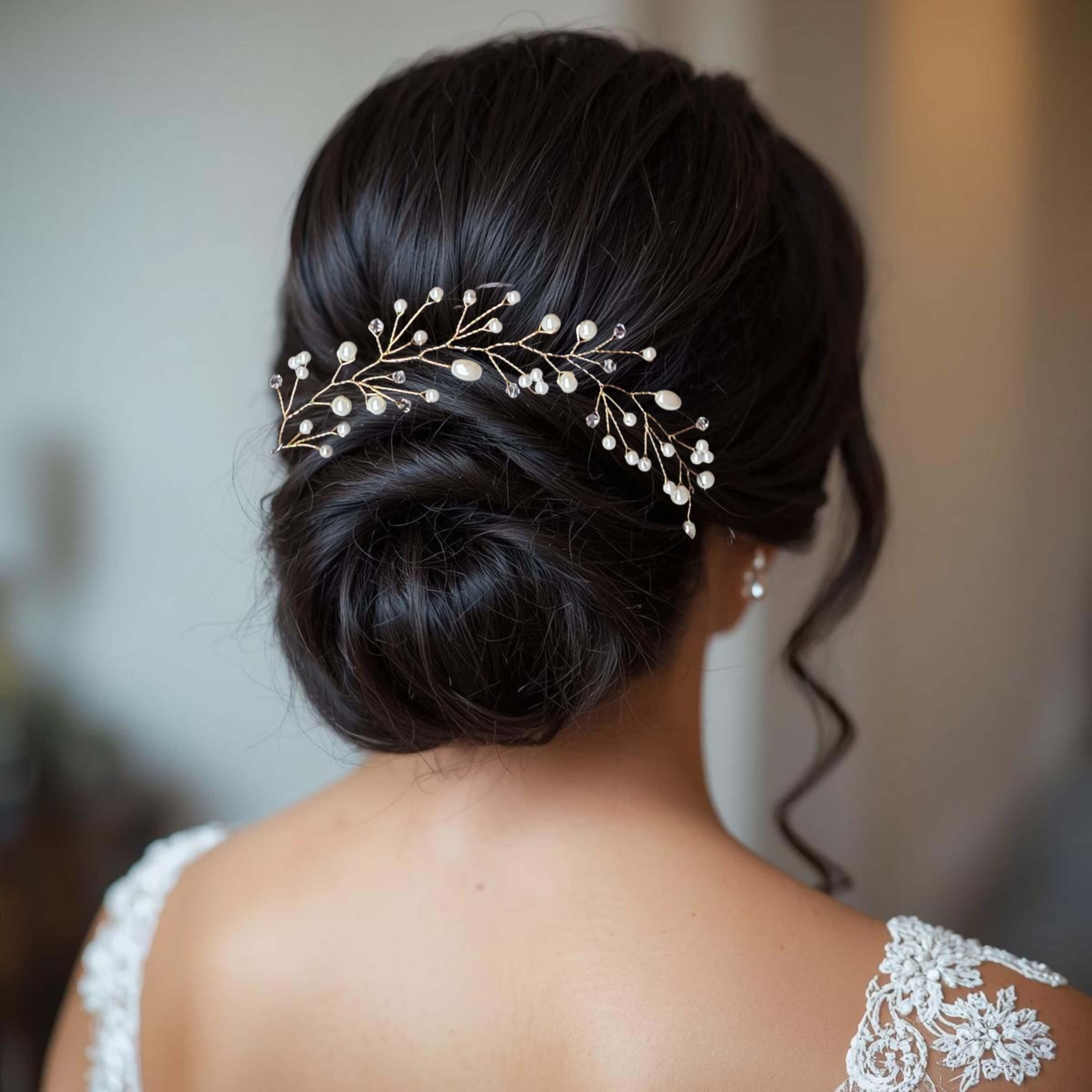 Pearl Bridal Hair Vine, Bohemian Wedding Hair Piece With 