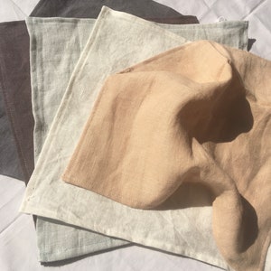 Zero waste linen handkerchief set, Softened pure linen napkin, Many colors, Washable & reusable Eco friendly cloth tissue, Pocket square