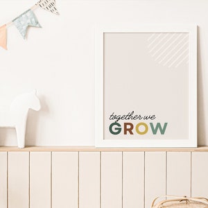 Insieme cresciamo Poster, Scuola materna di 1 anno, Stampabile in età prescolare, Arredamento casalingo, Poster per aula, Arredamento per bambini sala giochi - LBH002