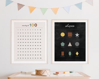 17 Educational Posters Bundle, Home School Decor, Classroom Printables, Homeschool Wall Art, Learning Pages - LBH002