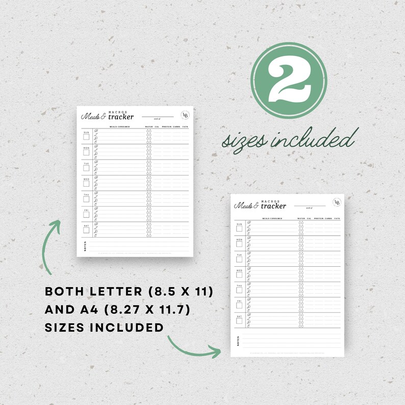 Macro Tracker, Food Diary, Printable Meal Log, Fitness Planner, Food Journal, Meal Tracker ...