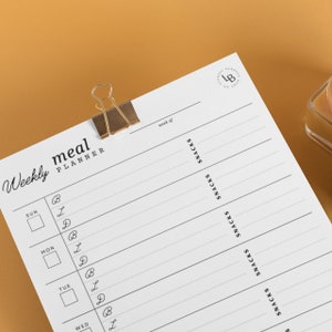 Weekly Meal Planner, Meal Planning, Printable Planner, Meal Prep, Grocery List, Weekly Menu Instant Download,  - LBH001