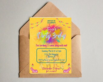 Birthday Invitation, Dirty 3rd-y, Third Birthday, Customizable Birthday Template, 3 Year Old Birthday Invite, Dirty 30 theme, Painting Party