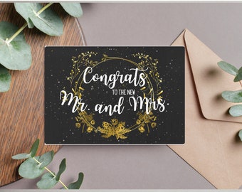 Holiday Card I Wedding Card I Engagement I Black Gold Sparkle I Flower I Minimalist Trendy Unique Customizable PDF