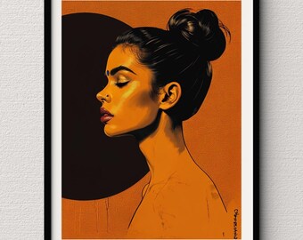 Wall Art, Printable art, Indian woman, Modern art, Digital wall art, Desi Punjabi, Abstract Art, Office Wall Art, Gifts for Women, Dorm room