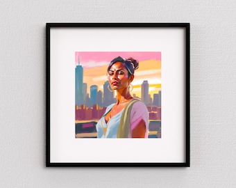 Wall Art, Printable art, Indian woman, Modern art, Digital wall art, Desi Punjabi, Neutral Abstract Art, Office Wall Art, Gifts for Women
