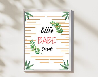 Wall Art Digital Print, Nursery Wall Art, Digital Download, Minimalist Wall Art, Kids Room Art, Girls Room, Babe Cave
