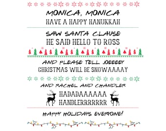 Monica Monica Have A Happy Hanukkah Christmas Png, SVG, Retro Christmas Png, Phoebe's Song Png, Funny Friends Png, Friends Christmas png