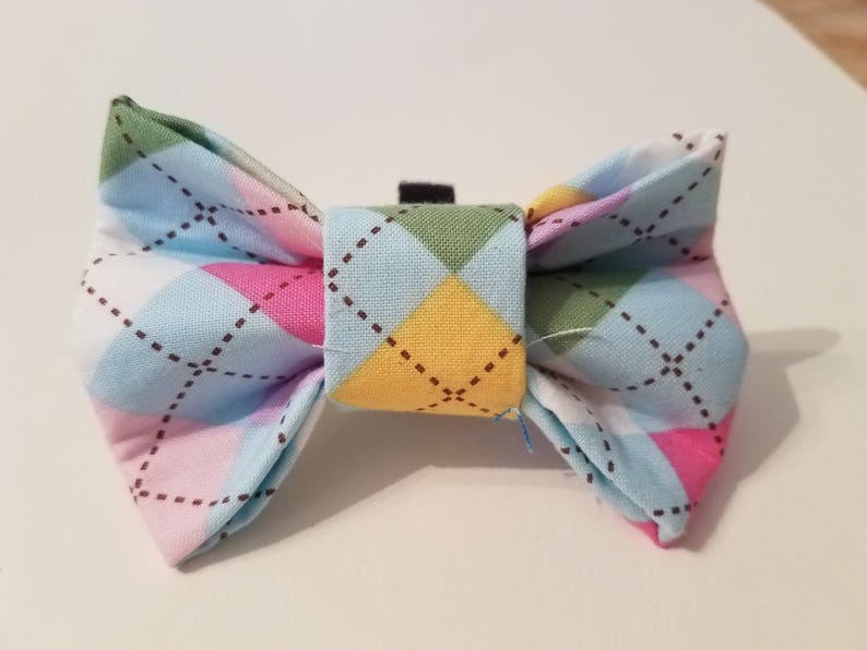 Argyle dog bow tie