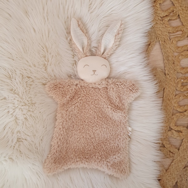 Doudou lapin FOURRURE beige