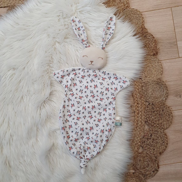 Doudou nœud FLORA fleurs fleuri rose bébé fille lange