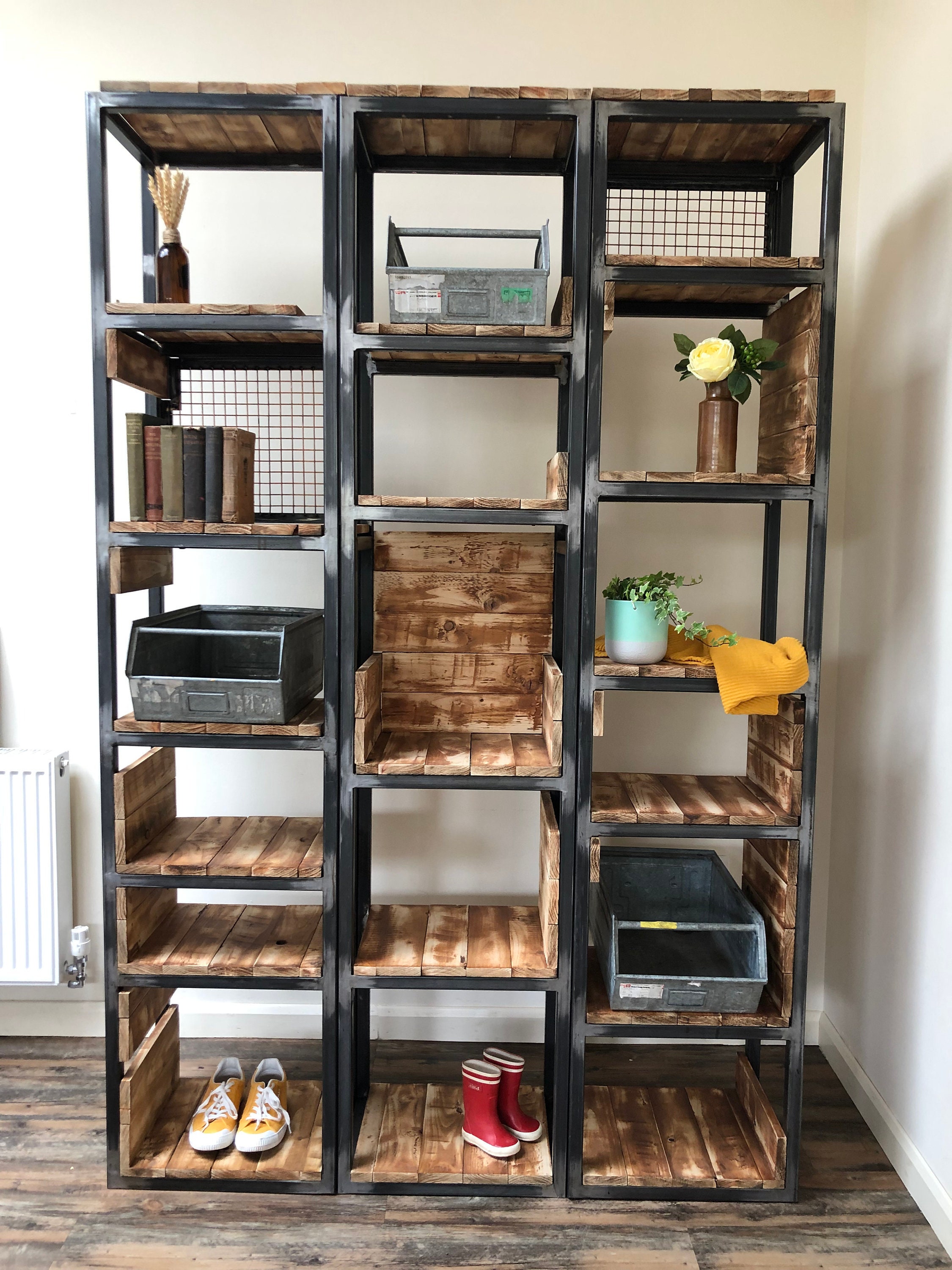 Industrial Shelving Unit Pallet Shelves Recycled Wood Etsy