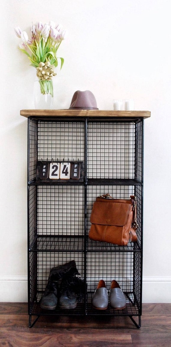 Wire Book Shelf Black Freestanding Shelving Unit Industrial Timber