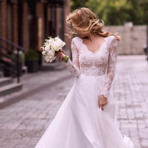 A Line Wedding Dress A Line Style Simple Wedding Dress Etsy