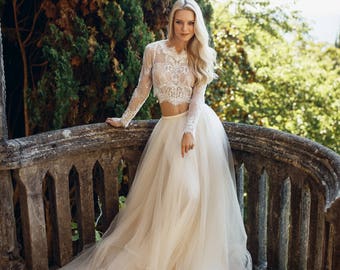 simple two piece wedding dress