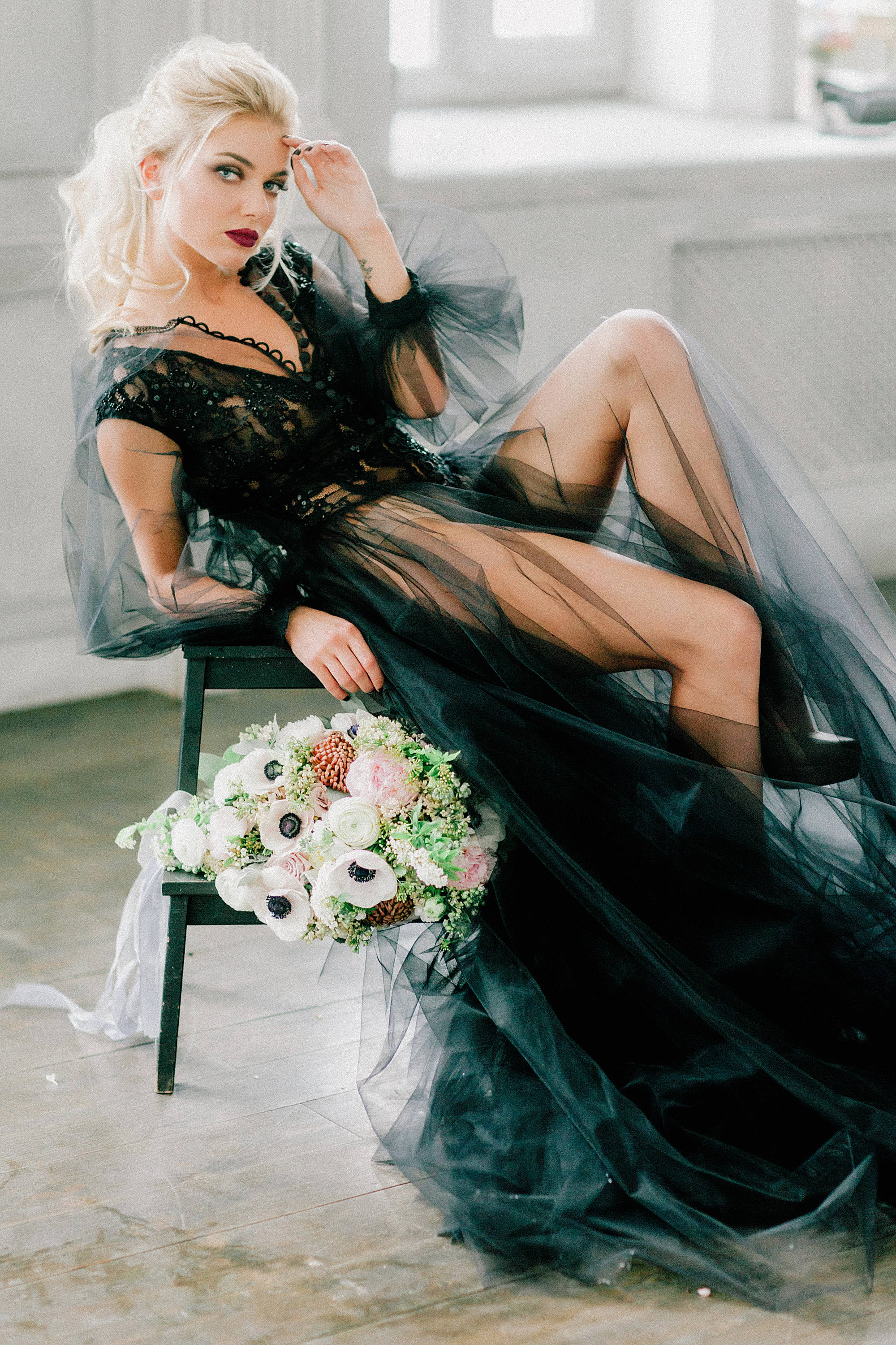 black star wedding dress
