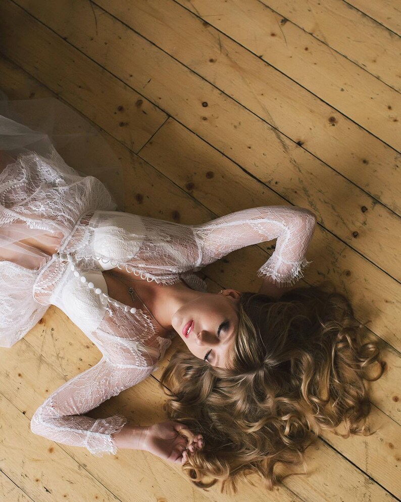 Boudoir dress bridal robe wedding robe lacewomens robe image 6