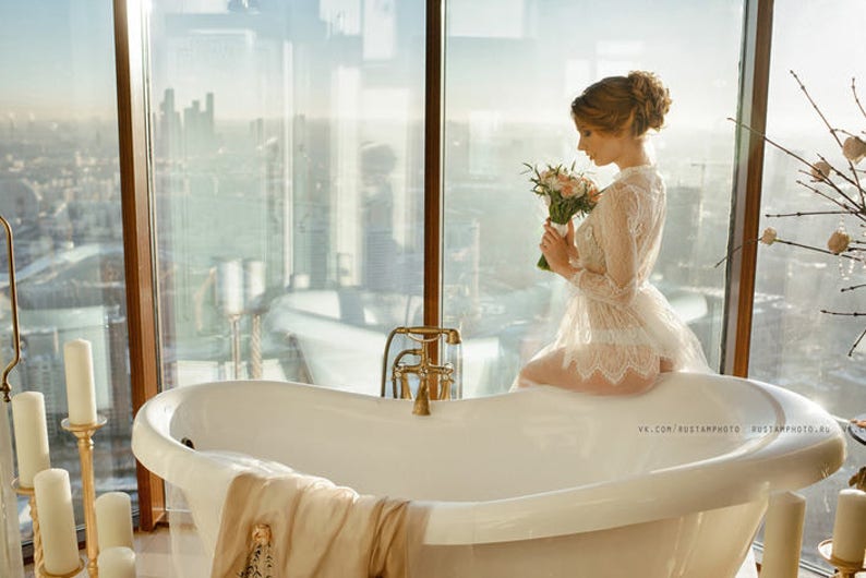 Boudoir dress bridal robe wedding robe lacewomens robe image 9