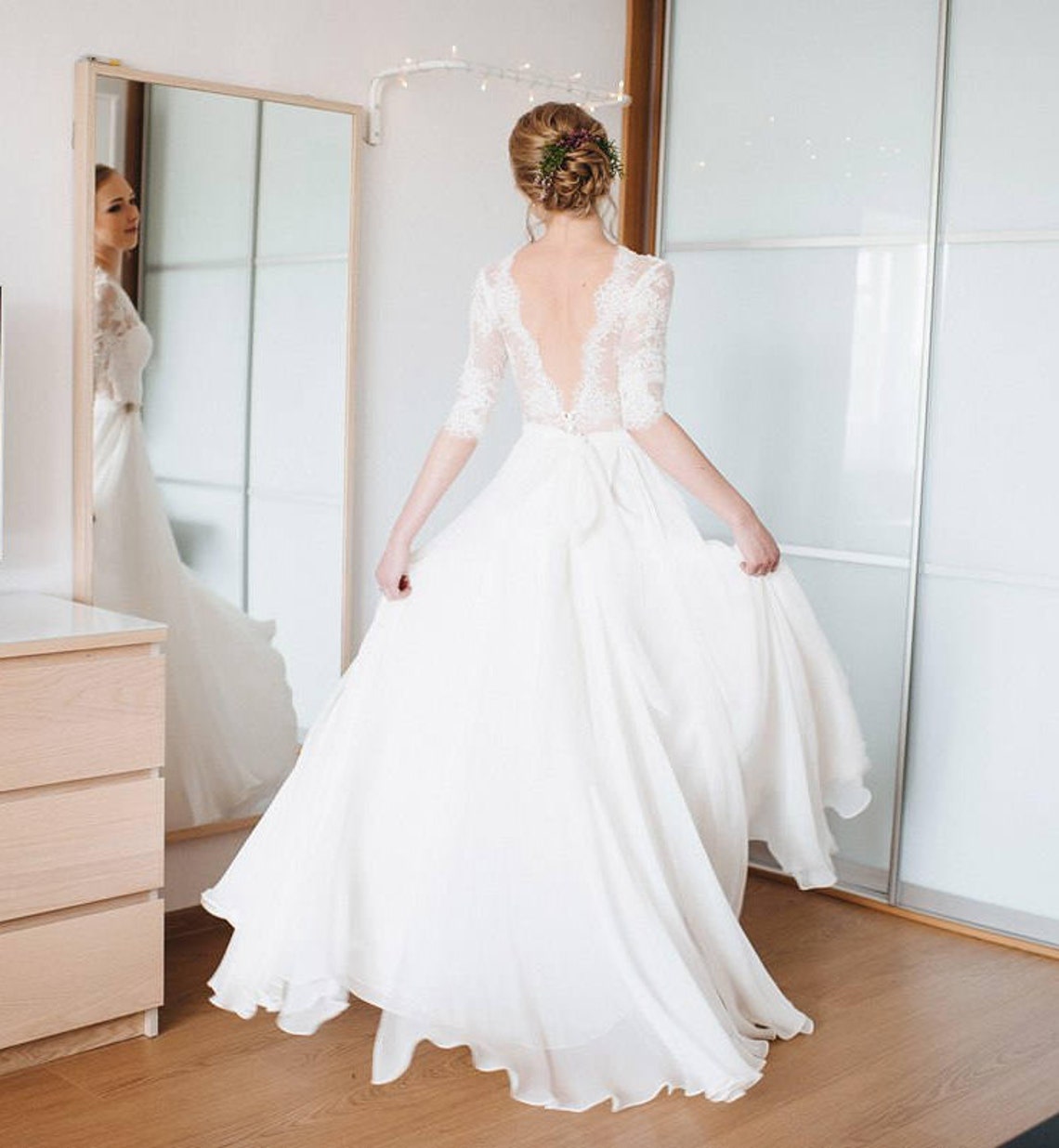 A line wedding dress A-line style simple wedding dress | Etsy