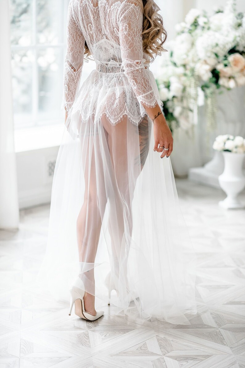 Boudoir dress bridal robe wedding robe lacewomens robe image 1