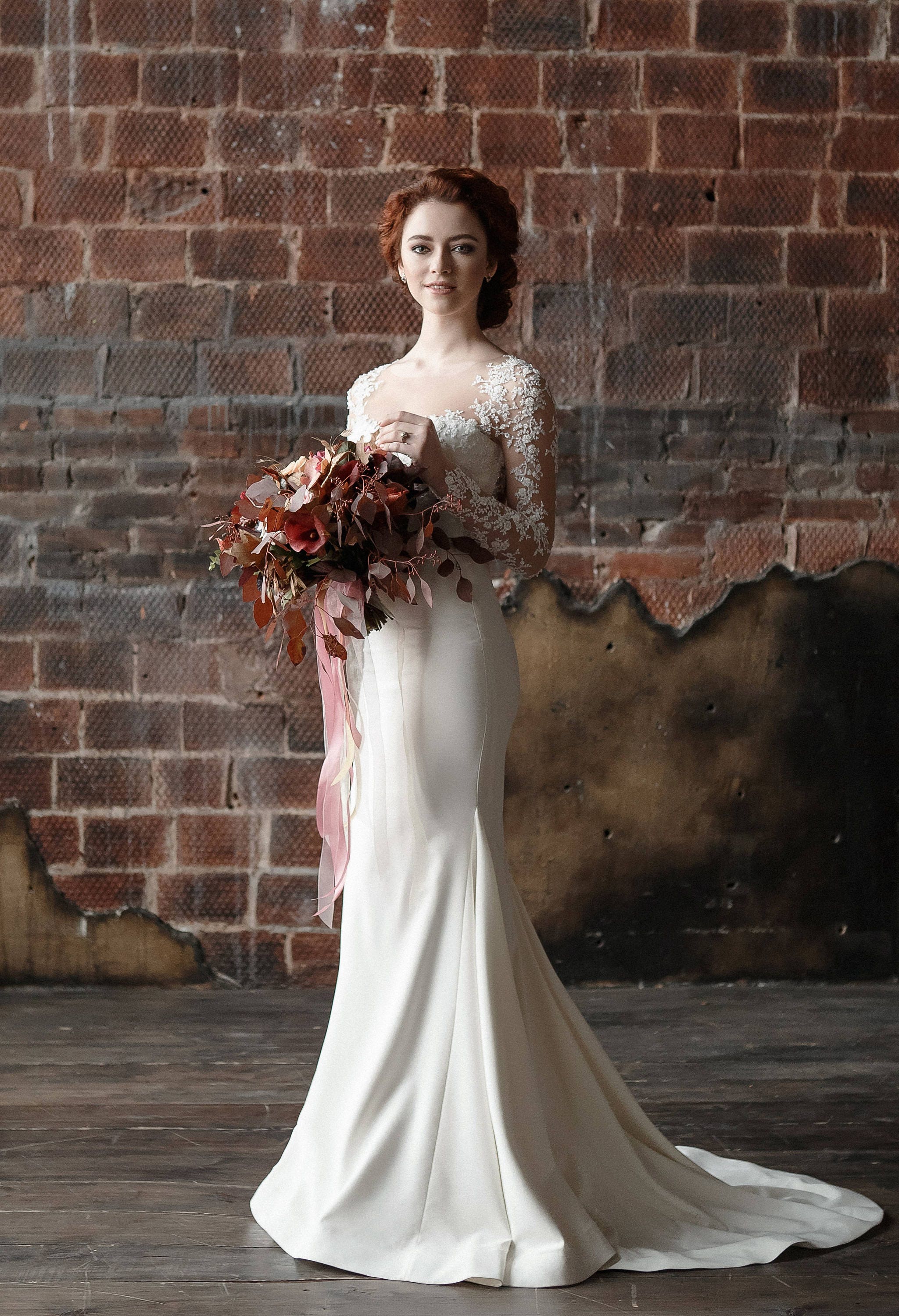 Mermaid wedding dress. Lace Wedding Dress.dress beach boho | Etsy