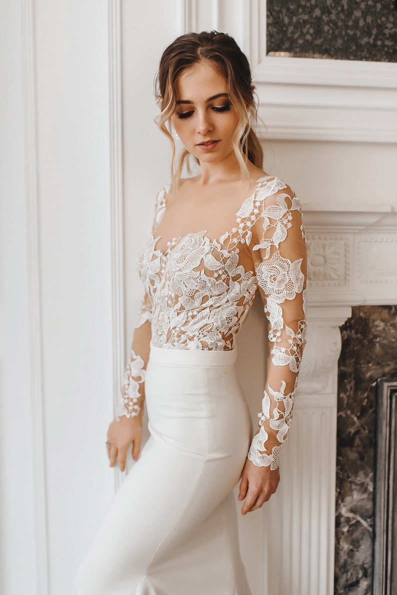 Lace Bodysuit for Two Piece Wedding DressAlternative Wedding | Etsy